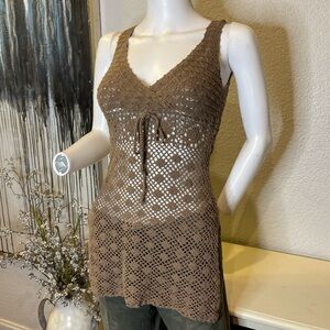 BEBE BADdie Y2K brown Crochet Sleeveless Top s